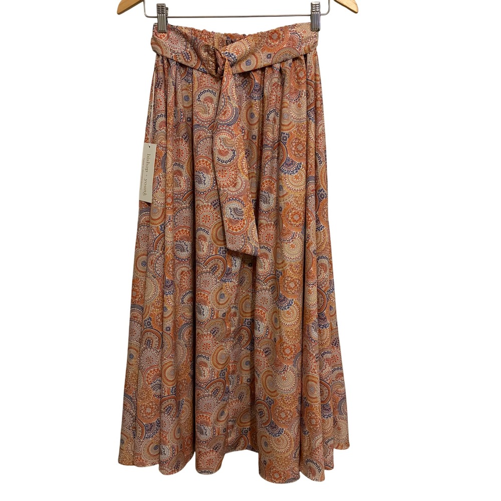Bishop + Young Camryn Summer Skirt Mosaic Print Maxi Orange Blue Small